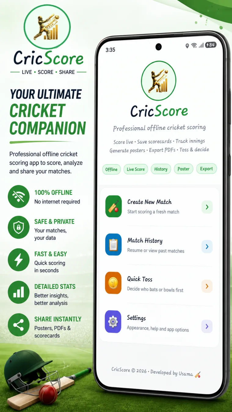 CricScore, the first app from Usama Apps Studio